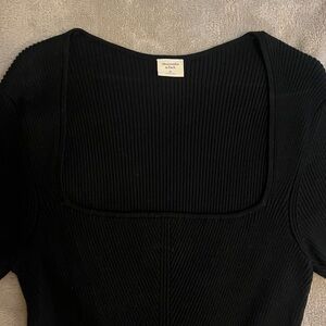 A&F Black Short-sleeve Sweater Body Suit